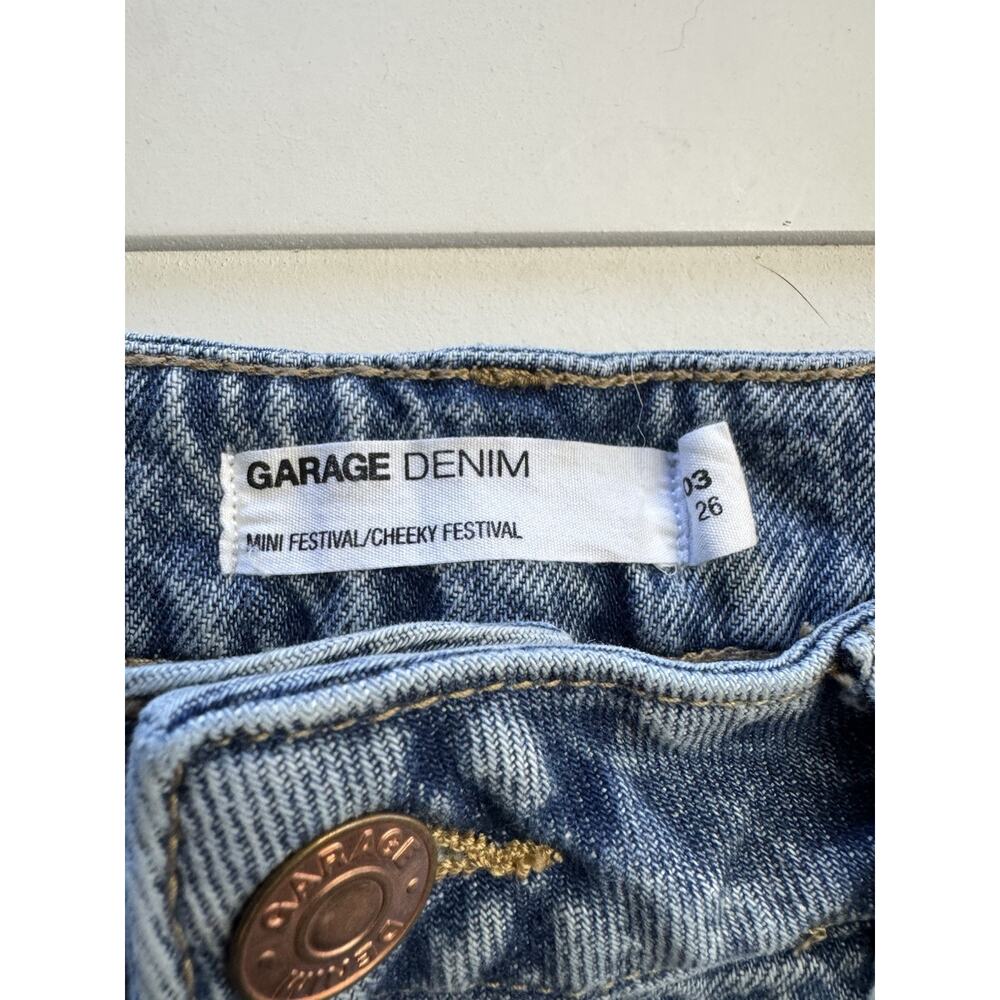 Garage Denim Womens Sz 3 Jean Shorts Blue Festival Cutoff Distressed High Rise - Picture 2 of 5